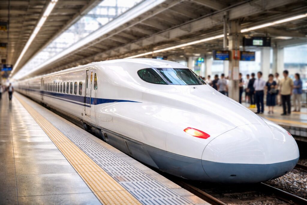 東海道新幹線のホーム停車シーン