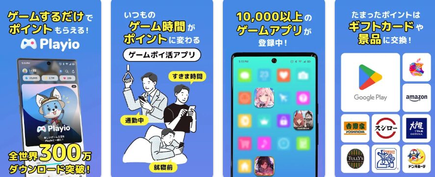 プレイオのポイ活の仕組みとゲームでポイントが貯まる流れのイメージ