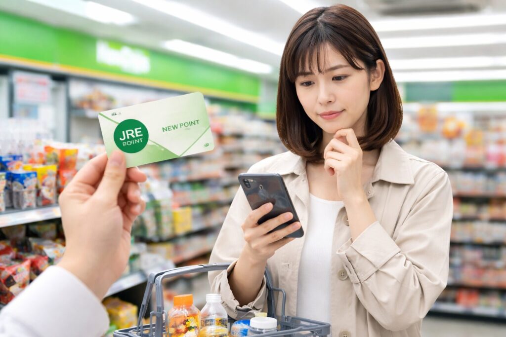 NewDaysのレジでJRE POINTカードを提示し、ポイントが貯まるか